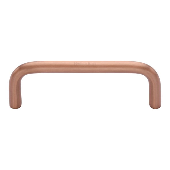 C2155 96-SRG • 096 x 105 x 32mm • Satin Rose Gold • Heritage Brass D-Pattern 08mm Ø Cabinet Pull Handle